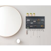 Wall Mount Earring Jewelry Hanger Organizer Holder with 109 Holes and 19 Hooks (Black) thumbnail
