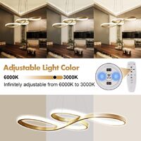 LED Modern Chandelier, Musical Note, Dimmable Pendant, Gold thumbnail