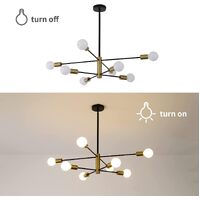 Sputnik Chandelier Modern Industrial, 8-Light , Black & Gold thumbnail