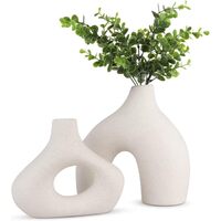 Ceramic Set of 2 Modern White Vases for Home D�cor thumbnail