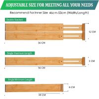 4 Pack Bamboo Adjustable Kitchen Drawer Dividers (Large, 44-55 cm) thumbnail