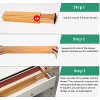 12 Pack Bamboo Adjustable Kitchen Drawer Dividers (Large, 44-55 cm) thumbnail