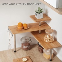 CARLA HOME 3 Tier Corner Shelf Kitchen Spice Rack Organiser with Hooks for Home Storage & Organisation thumbnail
