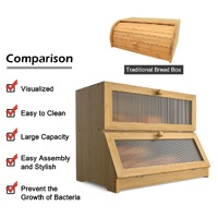Double Layer Bamboo Bread Box for Kitchen Counter with Large Capacity and Clear Window thumbnail