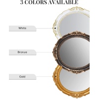 Oval Antique Vintage Hanging Wall Mirror for Bedroom and Livingroom (Gold, 38 x 33 cm) thumbnail
