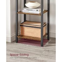 Small 6-Tier Industrial Bookshelf, Rustic Brown, Black thumbnail