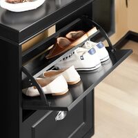 Shoe Cabinet 2 Drawers Storage Cupboard Black thumbnail