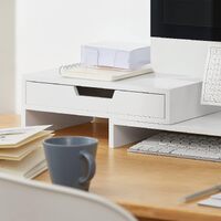 White Monitor Stand with Drawers thumbnail