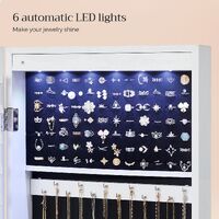 Jewelry Cabinet LED Lights, Mirror Organizer, Rustic Brown thumbnail