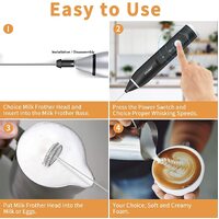 Silver Rechargeable Electric Milk Frother Handheld (3 Speeds) thumbnail