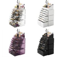 Makeup Cosmetic Organizer Storage with 12 Drawers Display Boxes (Black) thumbnail
