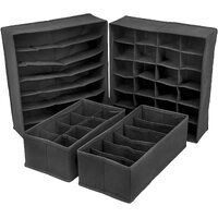 4 Pack Foldable Drawer Dividers Storage Boxes (Black) thumbnail