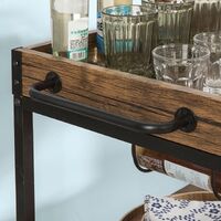 Industrial Vintage Style Wood Metal 3 Tiers Kitchen Serving Trolley with Wine Rack (Brown) thumbnail