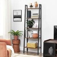 5 Tiers A-shaped Ladder Storage Shelf, Rustic, Brown thumbnail