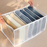 2PCS 7 Grids Mesh Foldable Clothes Storage Jeans Pants Organizer Clothes Organizer 36X25X20CM thumbnail