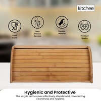 Kitchee 40cm Bamboo Bread Box - Storage Bin Keeper Kitchen Counter Container thumbnail