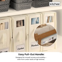 1x Kitchee Foldable Bed Sheet Storage Box – Linen & Closet Organiser Beige thumbnail