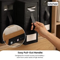 1x Kitchee Foldable Bed Sheet Storage Box – Linen & Closet Organiser Black thumbnail