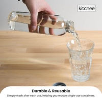 Kitchee 500ml Glass Water Bottle with Stainless Steel Lid - Set of 6 Drink Bottles thumbnail