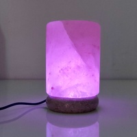 USB Colour Changing Salt Himalayan Lamp - Cylinder Shape Pink Rock LED Light thumbnail