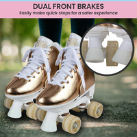 Circle Society Adjustable Quad Kids Roller Skates In Metallic Rose Gold thumbnail