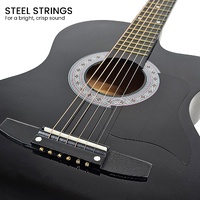 Karrera 38in Cutaway Acoustic Guitar with guitar bag - Black thumbnail