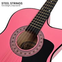 Karrera 38in Cutaway Acoustic Guitar with guitar bag - Pink thumbnail