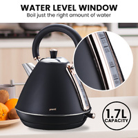 Pronti 1.7L Rose Trim Collection Kettle - Black thumbnail