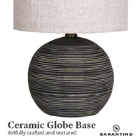 Sarantino Ceramic Table Lamp With Striped Pattern In Antique Black thumbnail