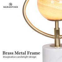 Sarantino Sculptural Orange Glass Table Lamp With White Marble Base thumbnail