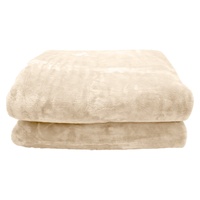 Laura Hill Mink Blanket Double Sided 600GSM Queen Size Beige thumbnail