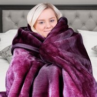 Laura Hill Mink Blanket Throw Purple Double Sided Queen Size Soft Plush Bed Faux Rug thumbnail