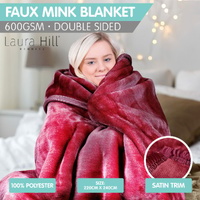 Laura Hill Mink Blanket Double Sided Queen Size Soft Plush Bed Faux Throw Rug 220 X 240cm thumbnail
