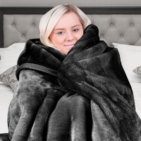 Laura Hill 800-gsm Faux Mink Throw Rug Blanket Queen Size Double-sided Large Super Luxurious Soft Heavy - Black thumbnail