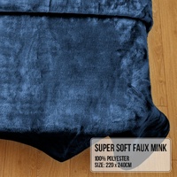 Laura Hill 800-gsm Faux Mink Throw Rug Blanket Queen Size Double-sided Large 220 X 240cm Heavy - Blue thumbnail