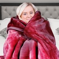 Laura Hill Double-sided Large 220 X 240cm Faux Mink Throw Rug Blanket 800-gsm Heavy - Red thumbnail