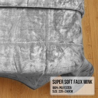 Laura Hill Double-sided Large 220 X 240cm Faux Mink Throw Rug Blanket 800-gsm Heavy - Silver thumbnail