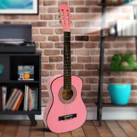 Karrera 34in Acoustic Wooden Childrens Guitar - Pink thumbnail
