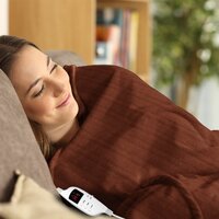 Laura Hill Heated Electric Blanket Throw Rug Coral Warm Fleece Brown thumbnail