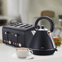 Pronti 4 Slice Toaster Rose Trim Collection - Black thumbnail