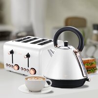Pronti 4 Slice Toaster Rose Trim Collection - White thumbnail