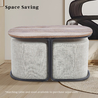 Ottoman Stool Linen Fabric Footstool Foot Rest Pouffe Pouf Seat - Cream Grey thumbnail