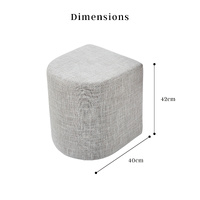 2X Ottoman Stool Linen Fabric Footstool Foot Rest Pouffe Pouf Seat - Cream Grey thumbnail