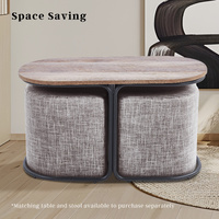 Ottoman Stool Linen Fabric Footstool Foot Rest Pouffe Pouf Seat - Dark Grey thumbnail