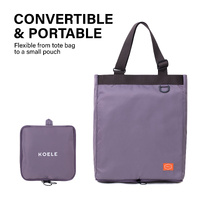 Shopper Bag Tote Bag Foldable Travel Laptop Grocery Nylon KO-SHOULDER PURPLE thumbnail