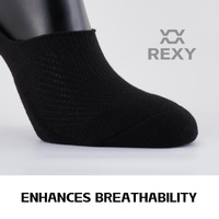 3X Rexy Cushion No Show Ankle Socks Small Non-Slip Breathable BLACK thumbnail
