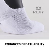 3X Rexy Cushion No Show Ankle Socks Small Non-Slip Breathable WHITE thumbnail