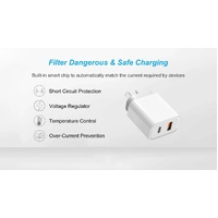 BDI 25W PD Quick Charger AU plug with USB-A and Type-C Ports thumbnail