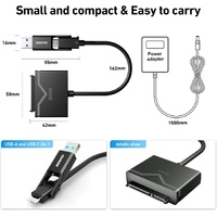BENFEI 221BK USB 3.0 to SATA III Hard Drive Adapter for 2.5/3.5-inch HDD/SSD with 12V/2A Power Adapter, Support UASP thumbnail