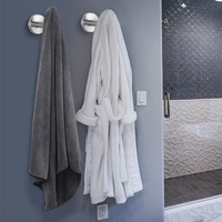 2 Pcs Wall Mount Bathroom Towel Hooks Holder Cloth Hanger Hook Kitchen Door Hanger Brushed Nickel thumbnail